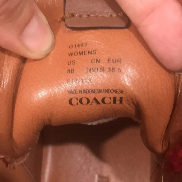 Coach G1493 White Leather High Top Red Shearling Sneaker Size 8 - Picture 5 of 13